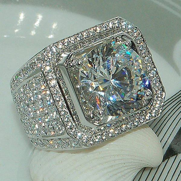 Mens - Authentic Ripple CZ Diamond Pinky Ring [FREE]